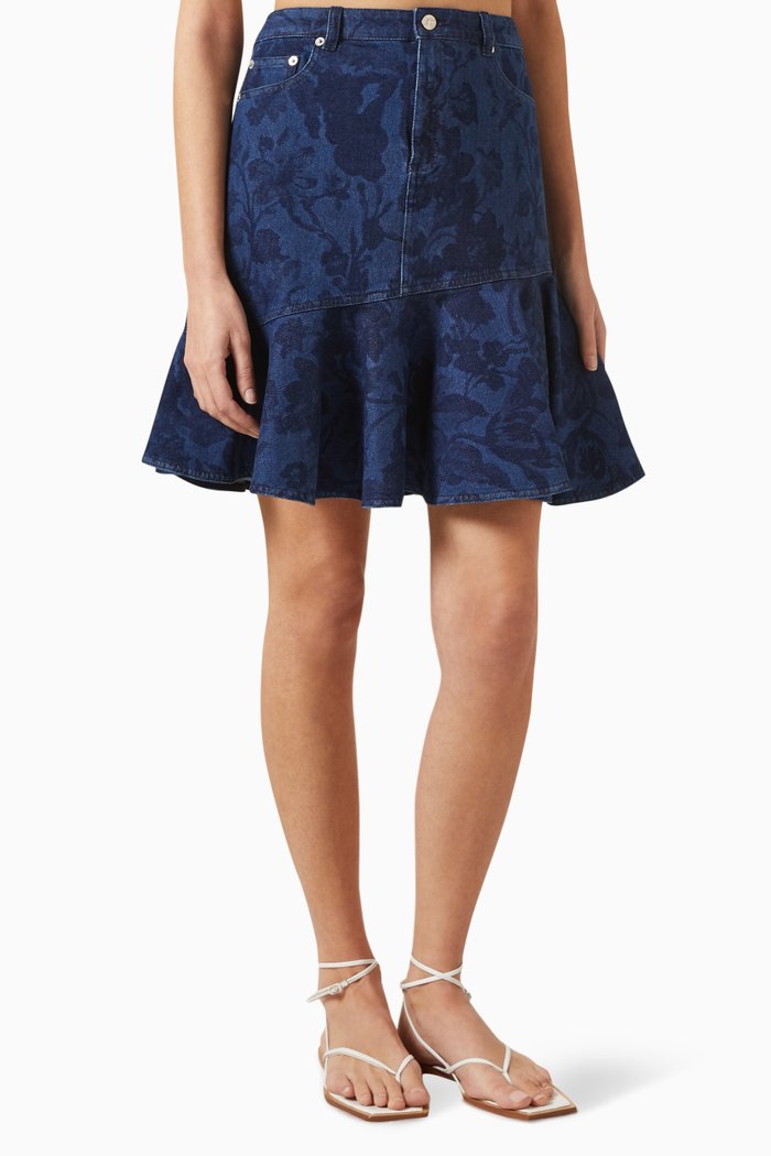 

Floral-print Mini Skirt in Denim, Blue