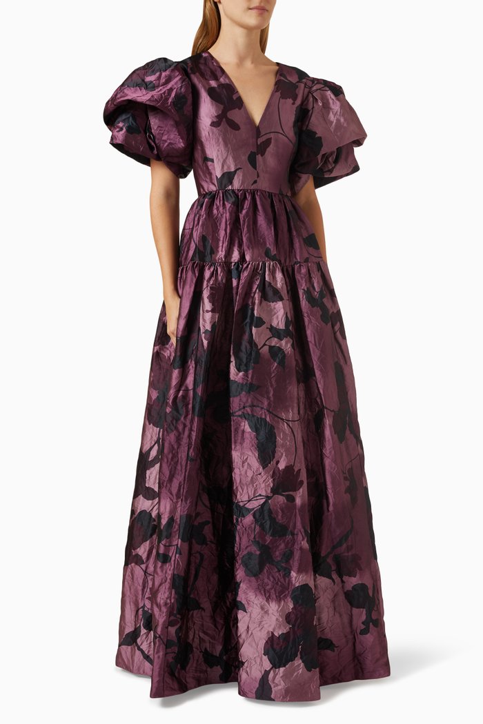 

Evelyn Tiered Maxi Dress in Crushed-satin, Pink