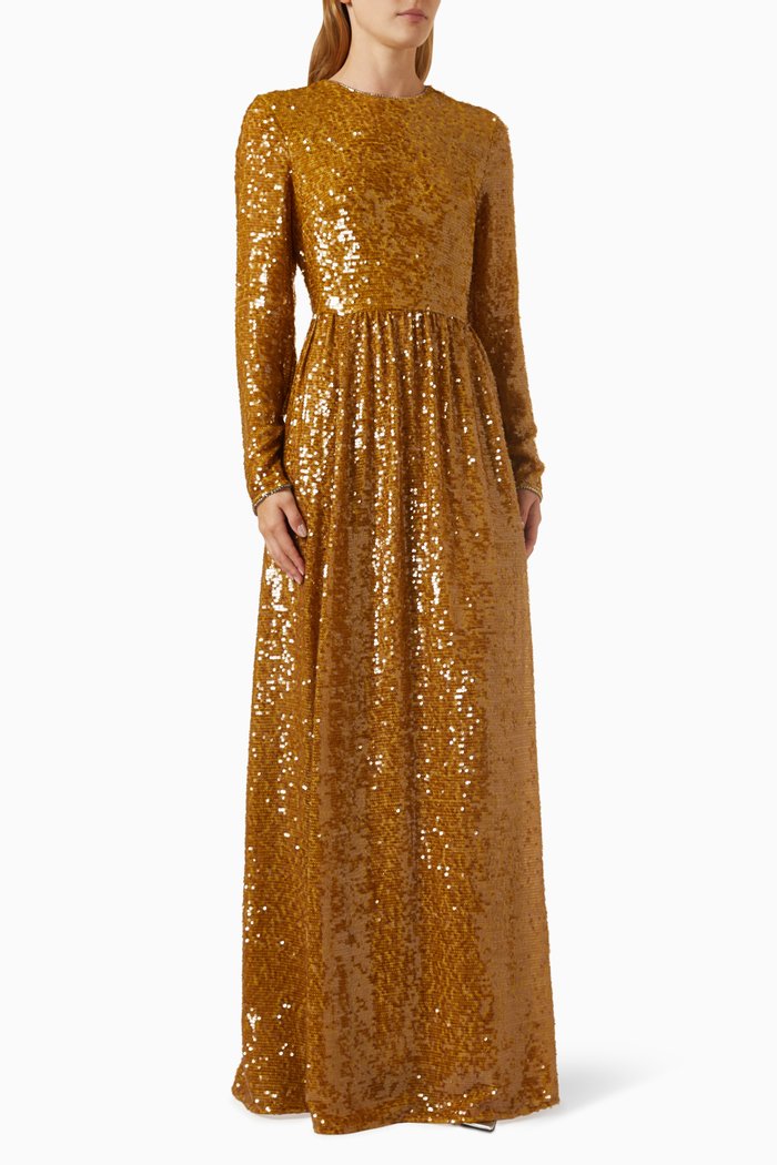 

Tarka Maxi Dress in Sequin, Gold