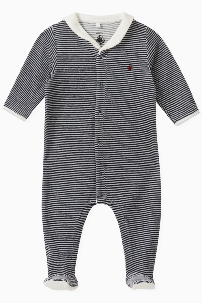

Striped Logo Sleepsuit in Cotton, Multicolour