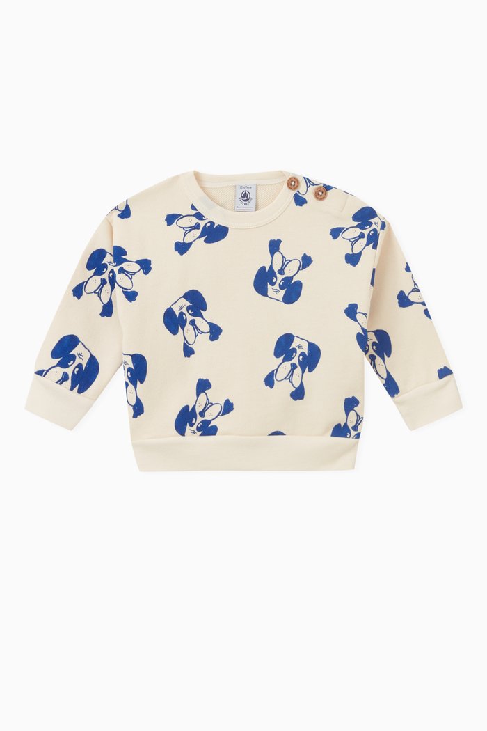 

Dog Print Sweatshirt in Fleece Cotton, Multicolour