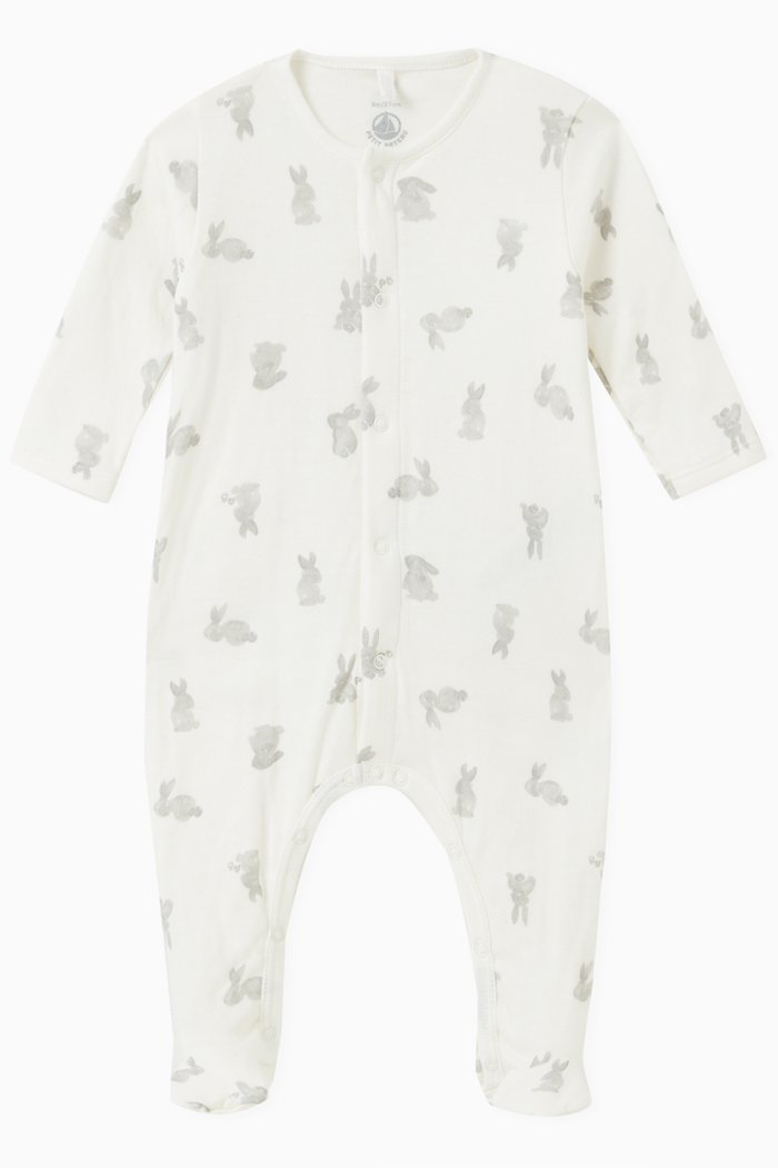 

Rabbit Print Sleepsuit in Cotton, Multicolour