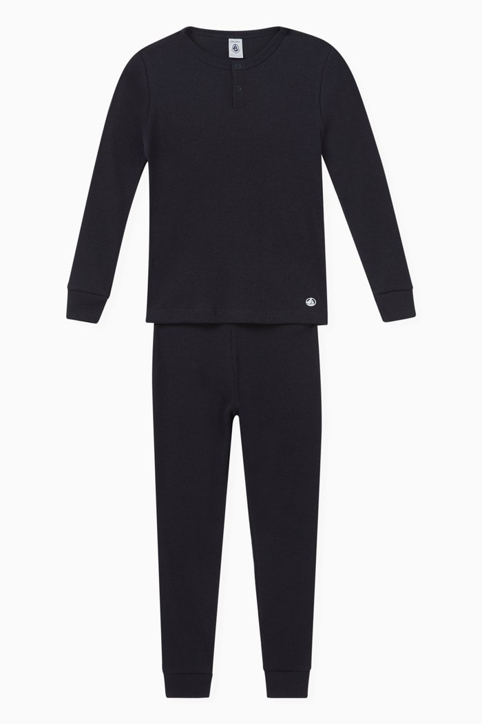 

Logo Pyjamas in Cotton-Tencel Blend, Blue