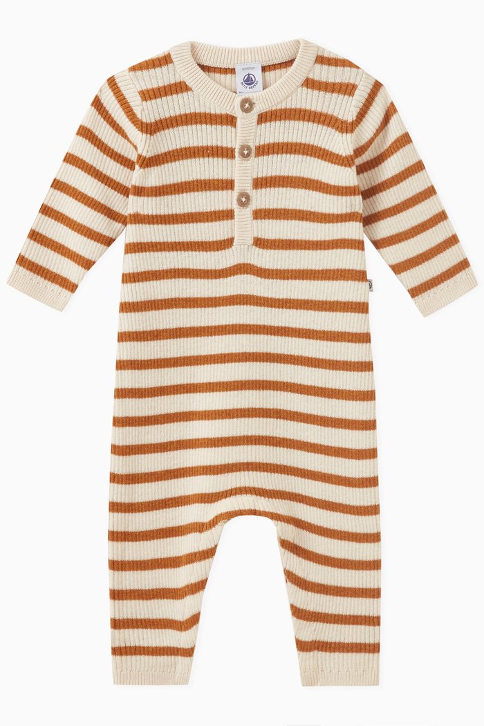 

Stripy Knit Jumpsuit in Wool-Cotton Blend, Multicolour
