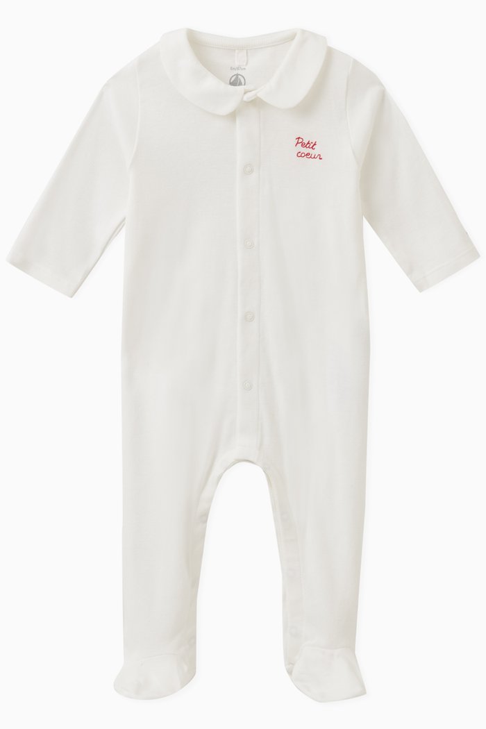 

Peter Pan Collar Sleepsuit in Cotton, White