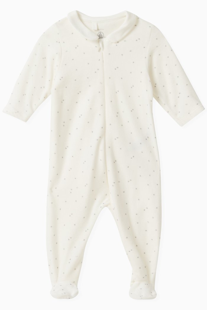 

Star Print Sleepsuit in Cotton, Multicolour
