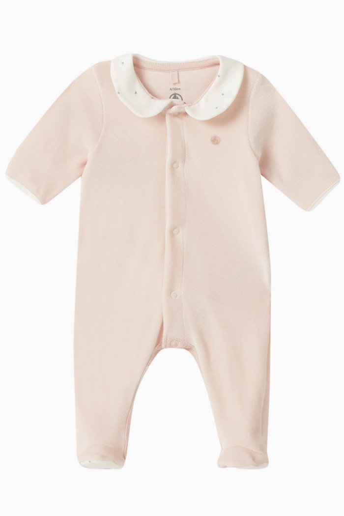 

Peter Pan Collar Sleepsuit in Cotton, Pink