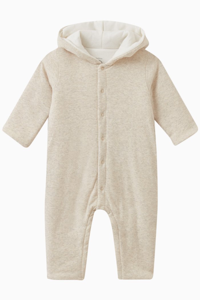 

Quilted Hooded Romper in Cotton, Multicolour