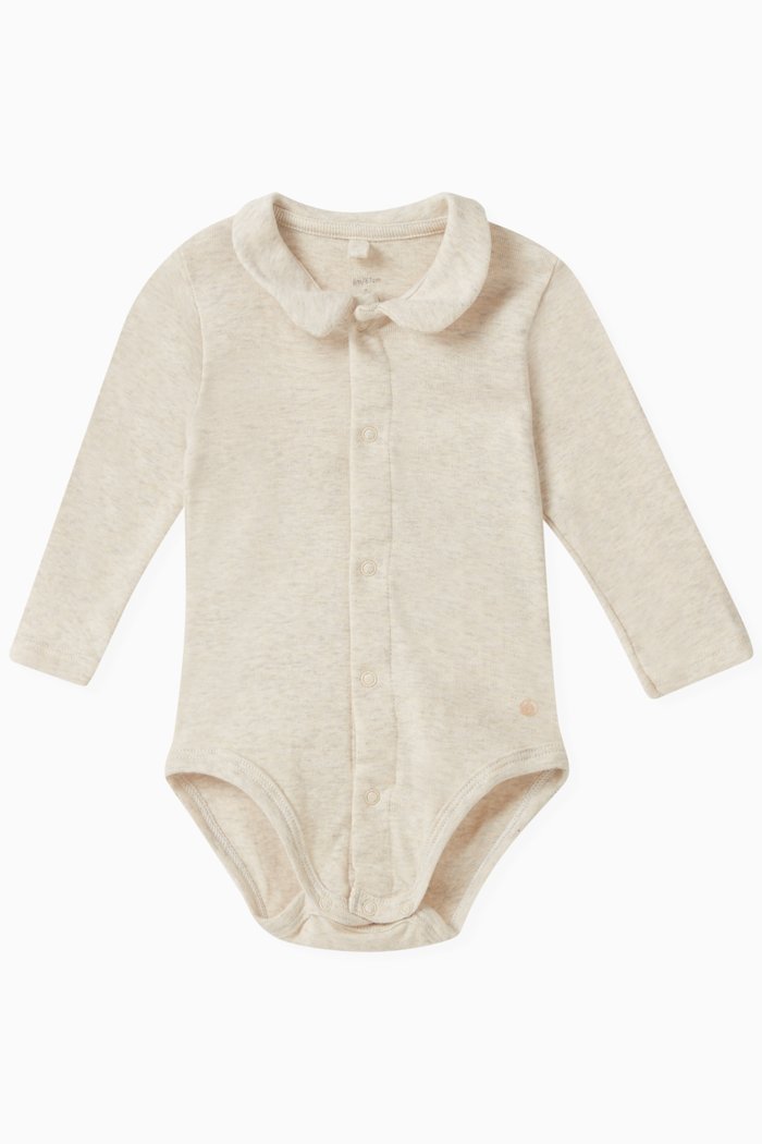

Peter Pan Collar Bodysuit in Cotton, Neutral