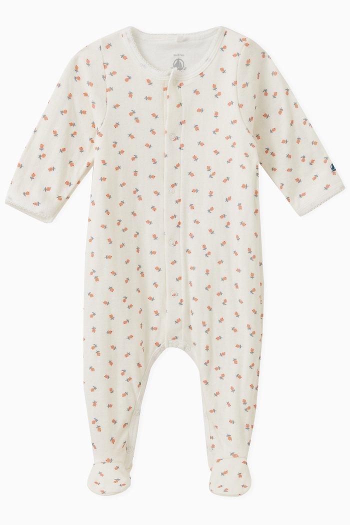 

Floral Tube Knit Sleepsuit in Cotton, Multicolour