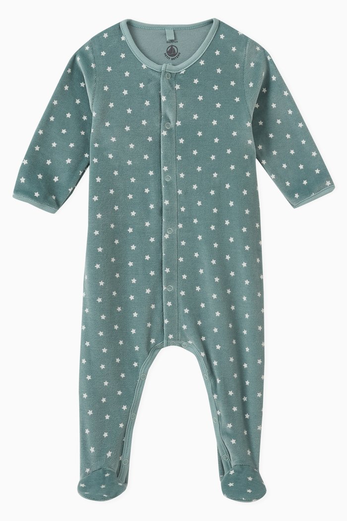 

Star Print Sleepsuit in Velour, Multicolour