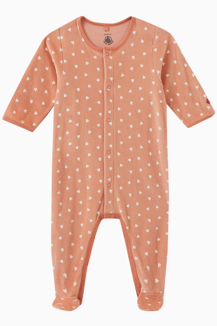 

Heart Print Sleepsuit in Velour, Multicolour