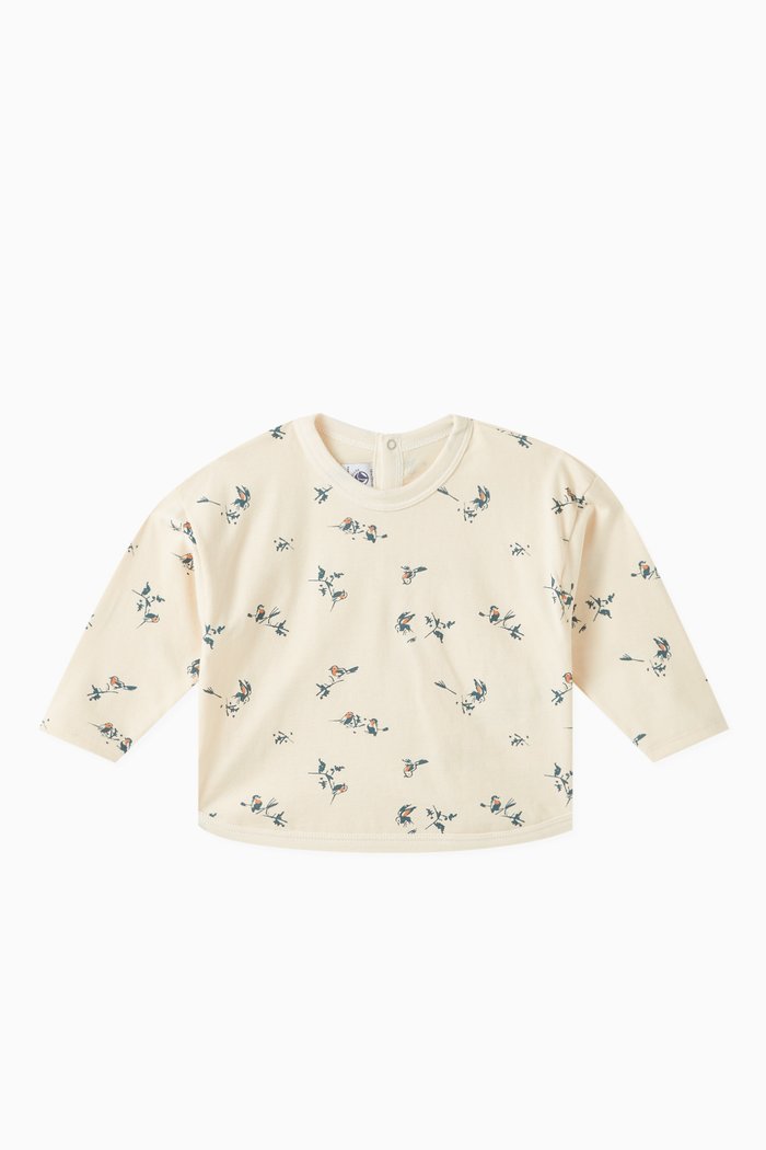 

Bird Print T-Shirt in Jersey, White