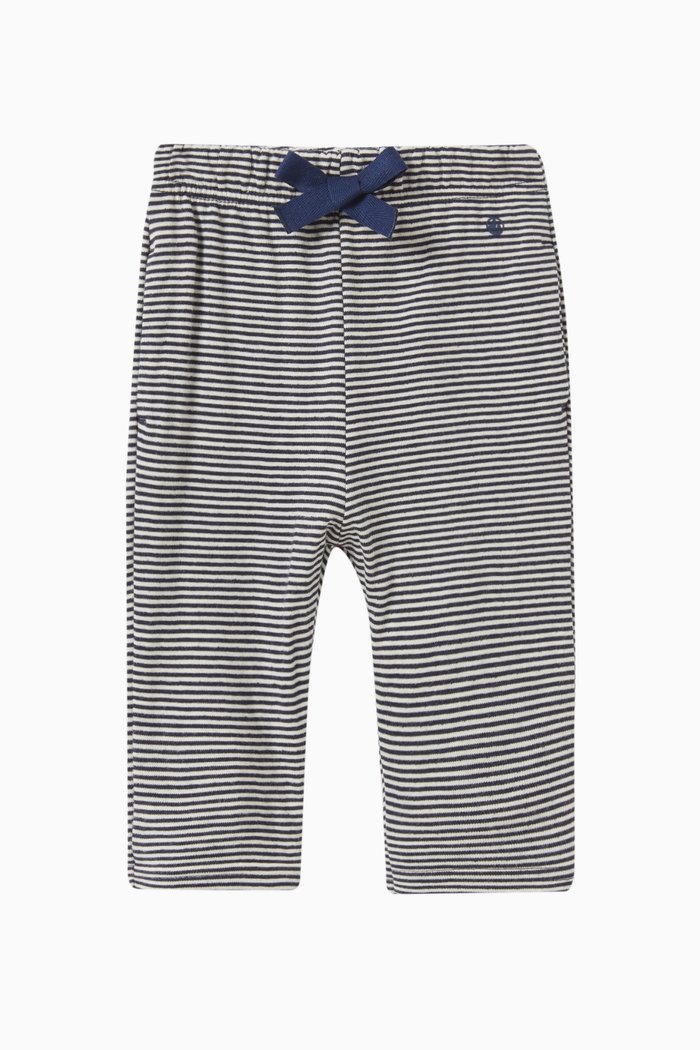 Pinstriped Pants in Rib-Knit Cotton, Neutral