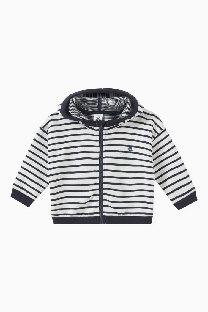 

Striped Hoodie in Thick Jersey, Multicolour