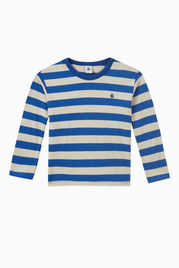 

Striped Long Sleeved T-Shirt in Cotton, Multicolour