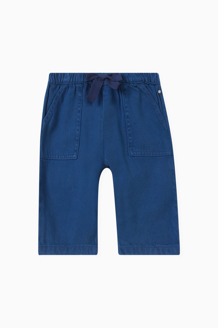 

Logo Tag Pants in Cotton-Tencel, Blue