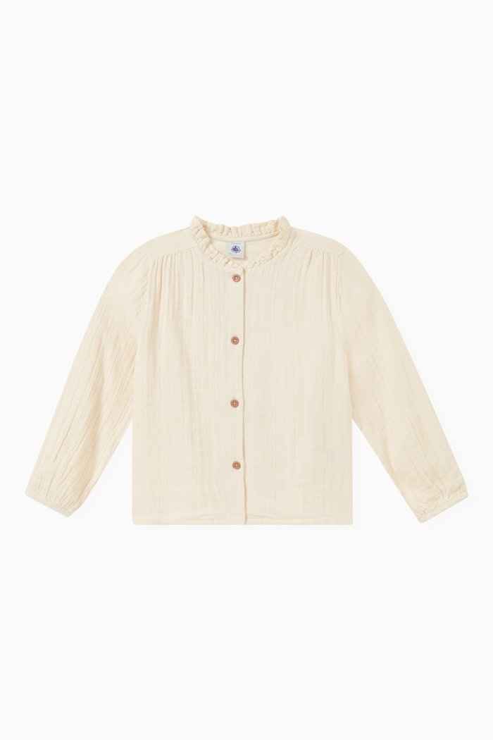 

Gathered Blouse in Cotton, Neutral