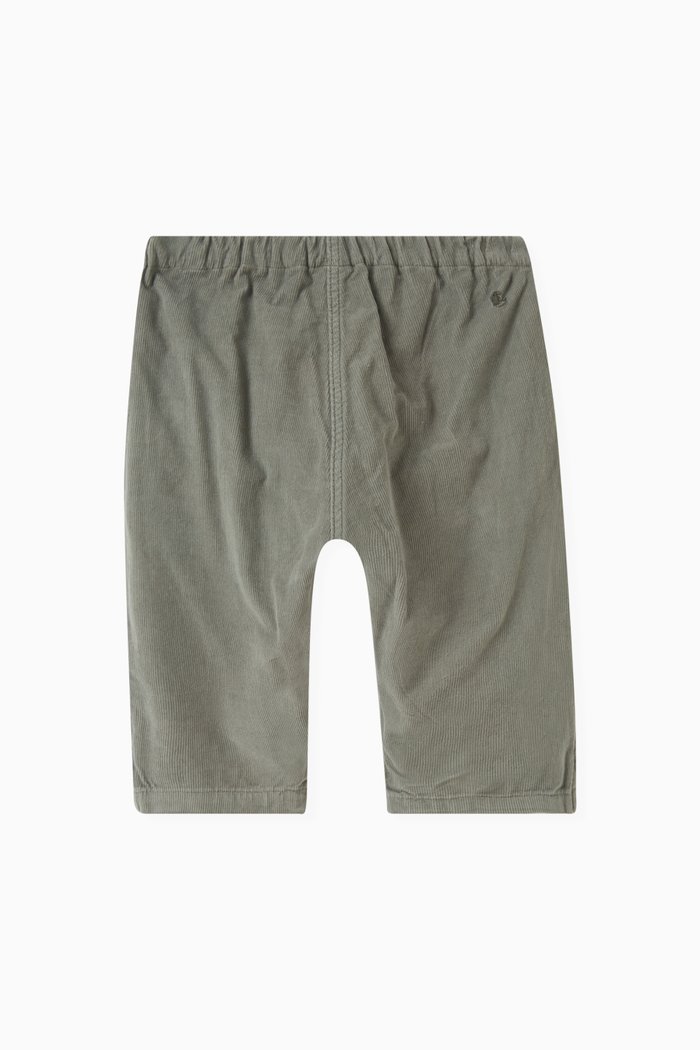 Elasticated Waistband Pants in Fine Velour, Green