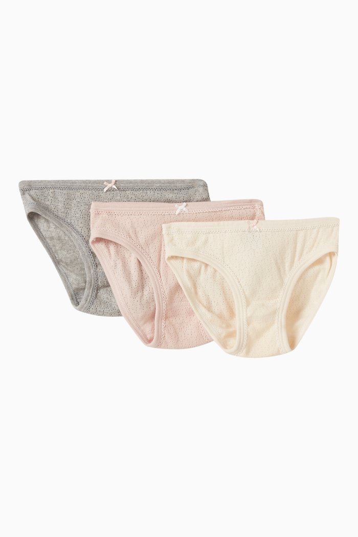 

Openwork Briefs in Cotton, Set of 3, Multicolour