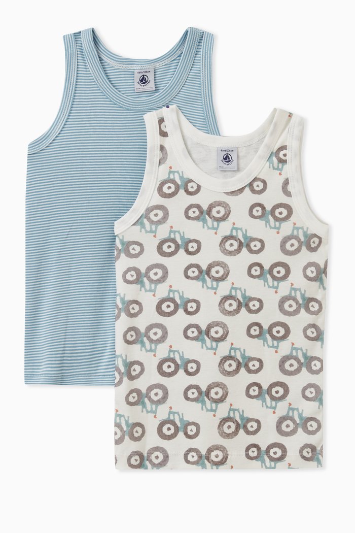 

Tractor Theme Vests, Set of Two in Cotton, Multicolour