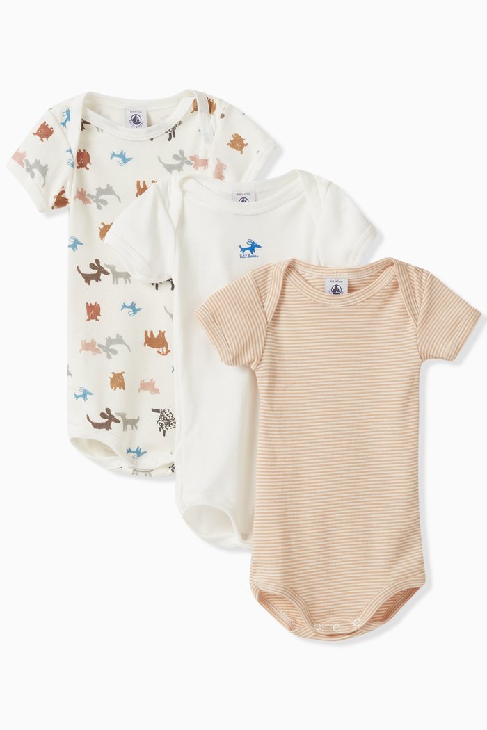 

Dog Theme Bodysuits, Set of Three, in Cotton, Multicolour