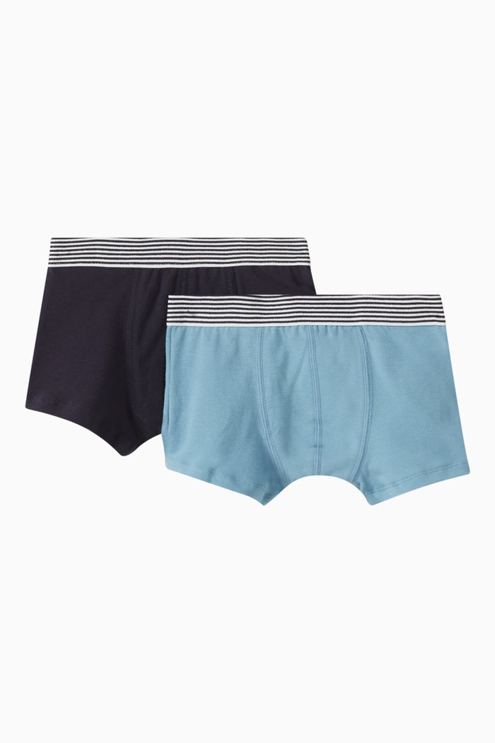 

Striped Waistband Boxer Shorts in Cotton, Set of Two, Multicolour