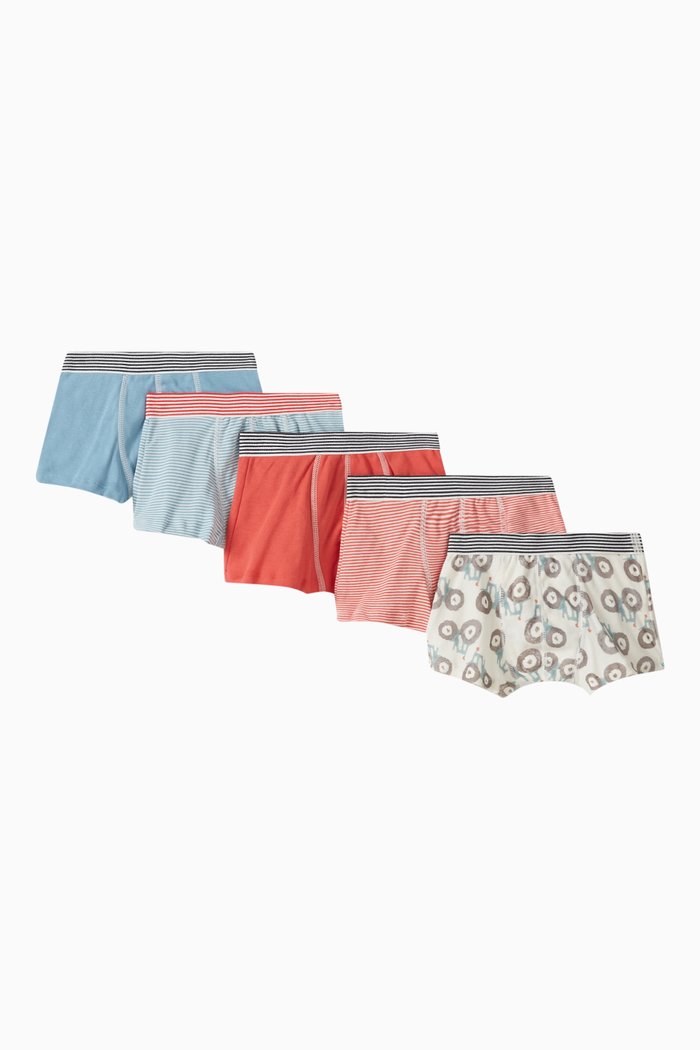 Tractor Theme Boxer Shorts in Cotton, Set of Five, Multicolour