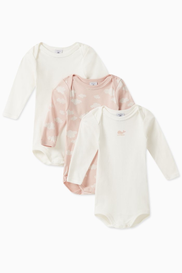 

Cloud Theme Bodysuits, Set of Three in Cotton, Multicolour