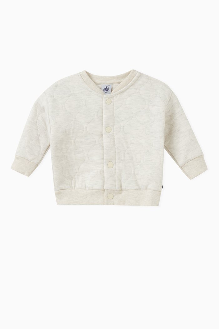 

Quilted Baseball Jacket in Cotton, Neutral