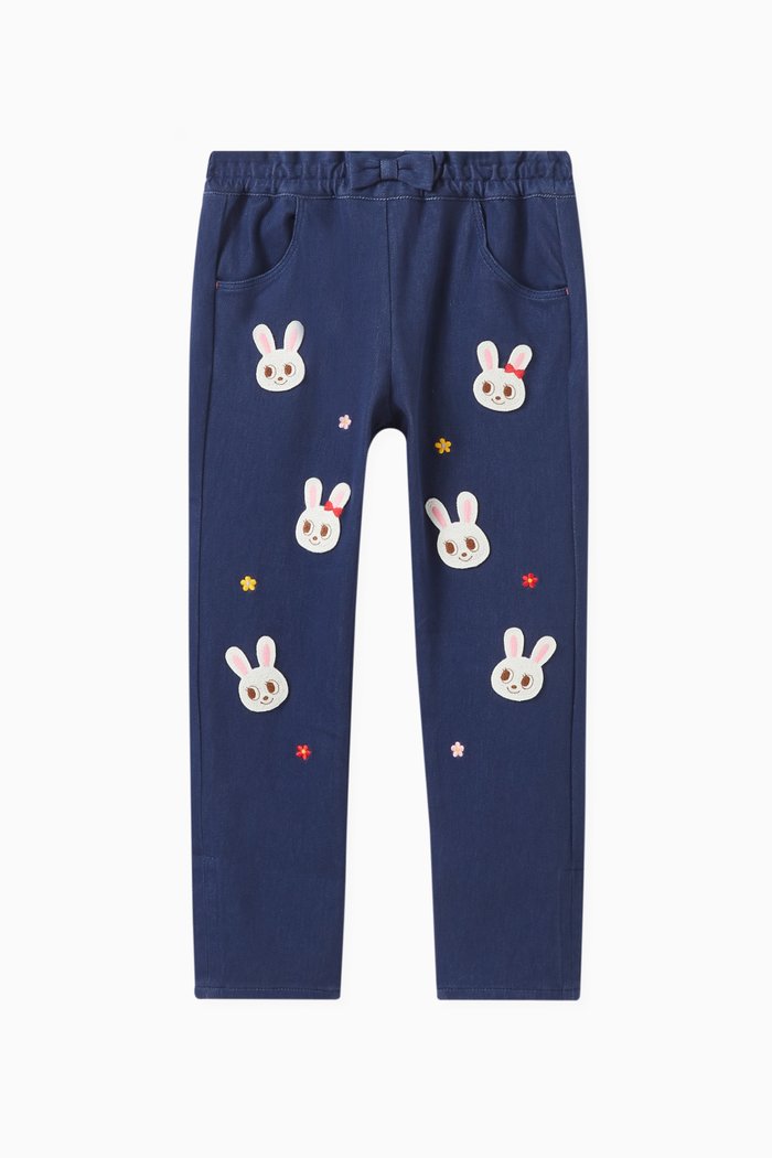 Logo-embroidered Denim in Cotton Blend, Blue