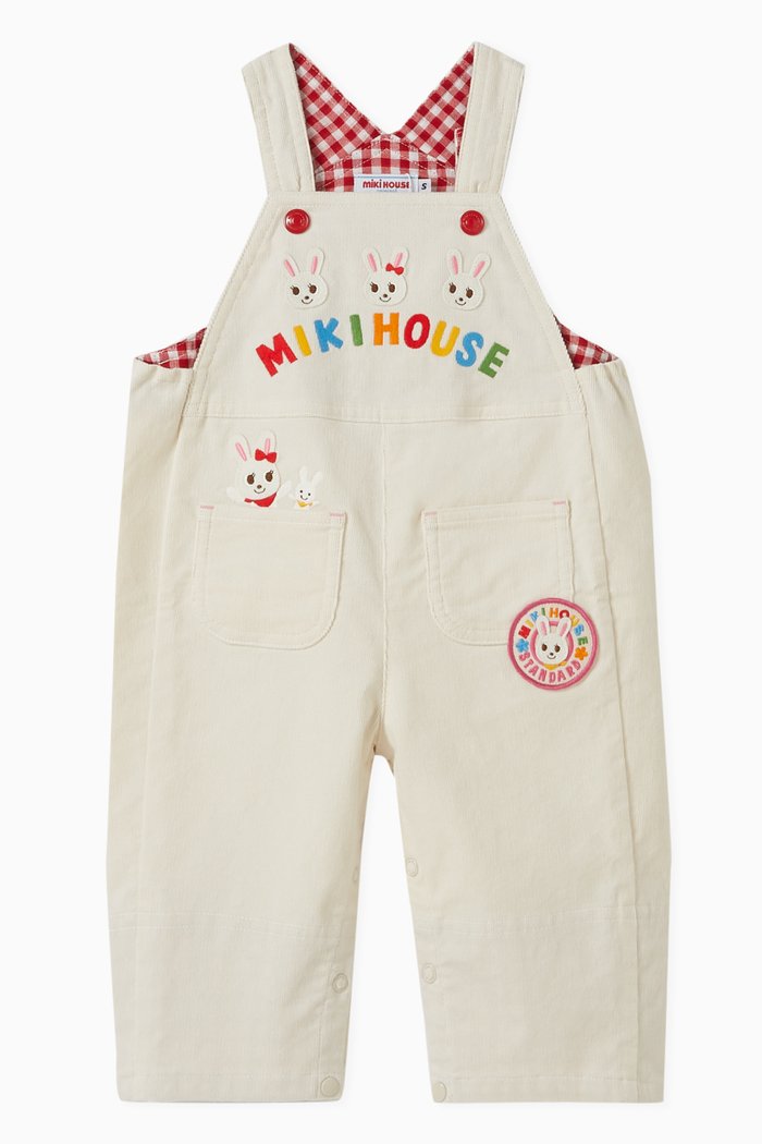 Logo-embroidered Dungarees in Cotton, White