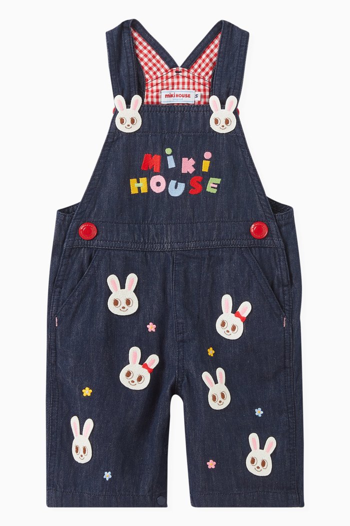 Logo-embroidered Dungarees in Cotton, White