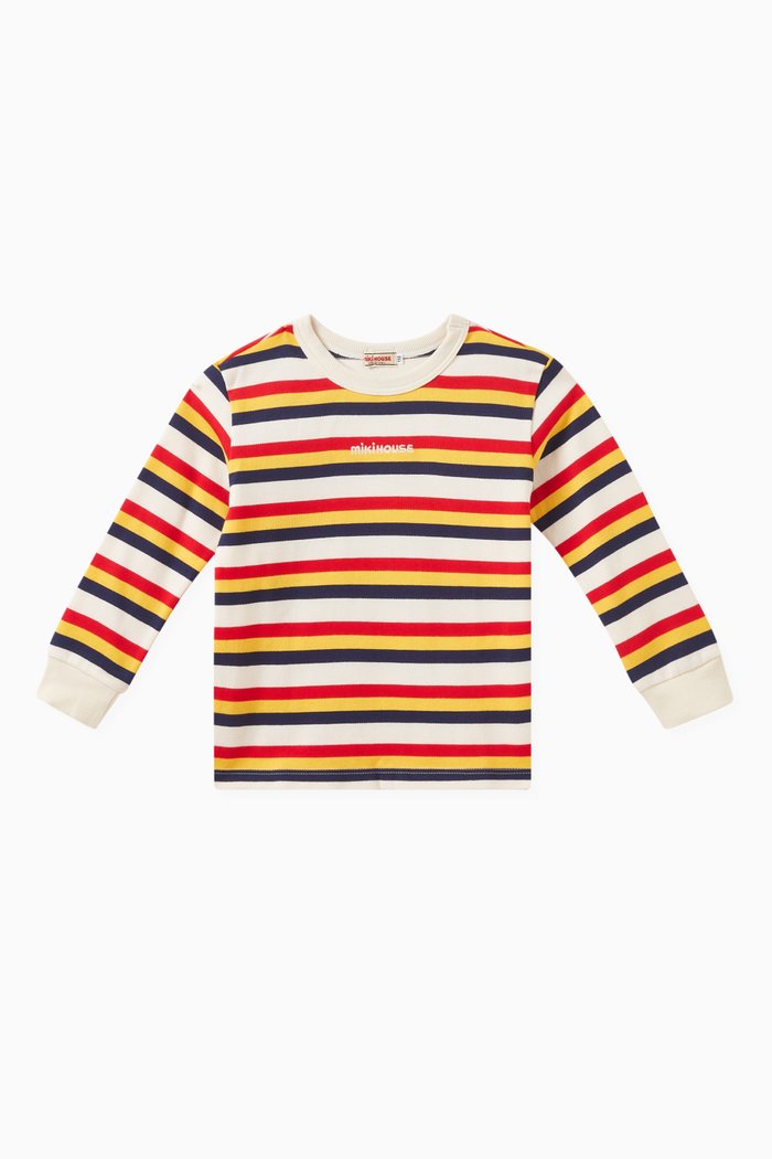 

Striped Long Sleeved T-Shirt in Cotton, Multicolour