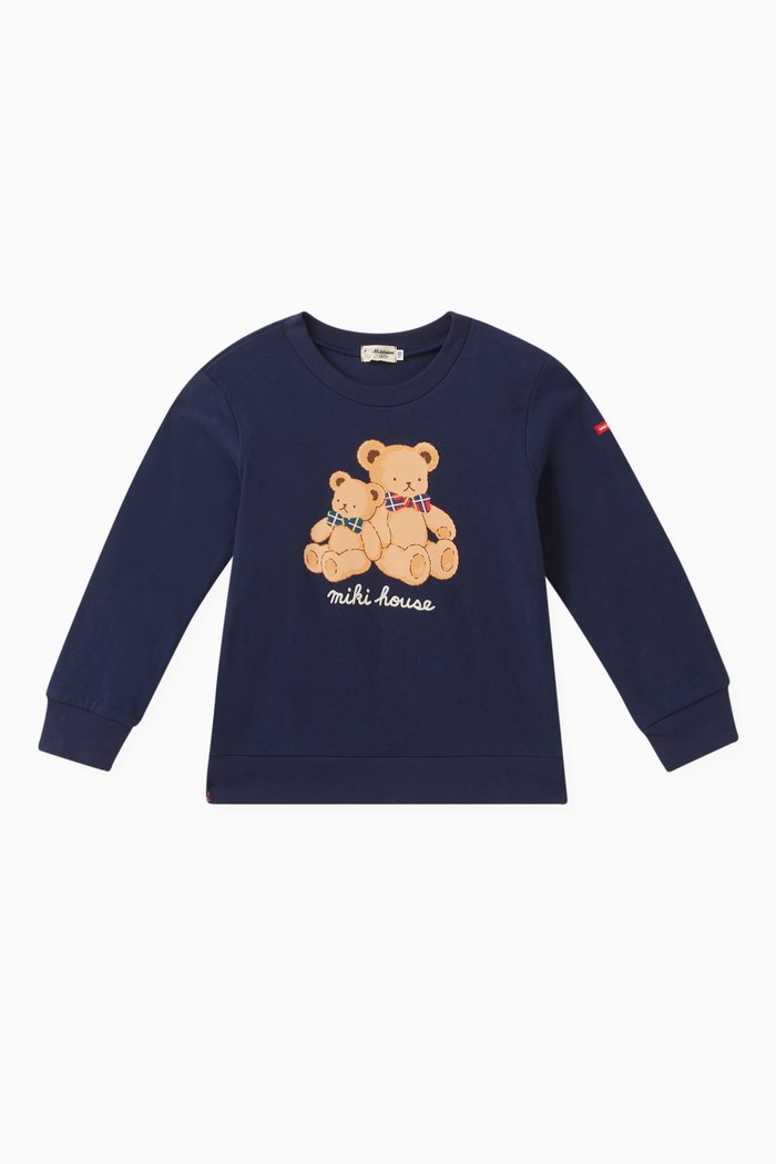 

Bear Print Sweater in Cotton, Blue