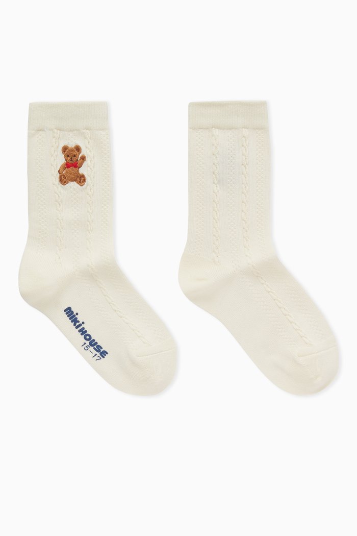 

Bear & Logo-embroidered Socks in Cotton Blend, White