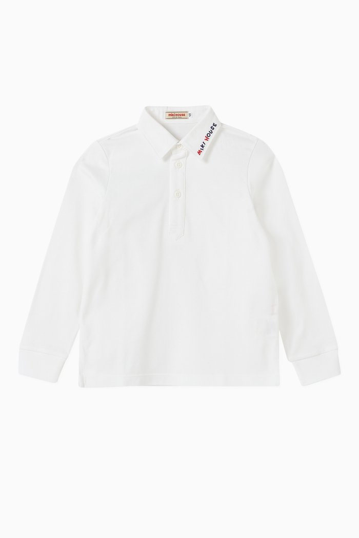Logo Embroidered Polo Shirt in Cotton, White