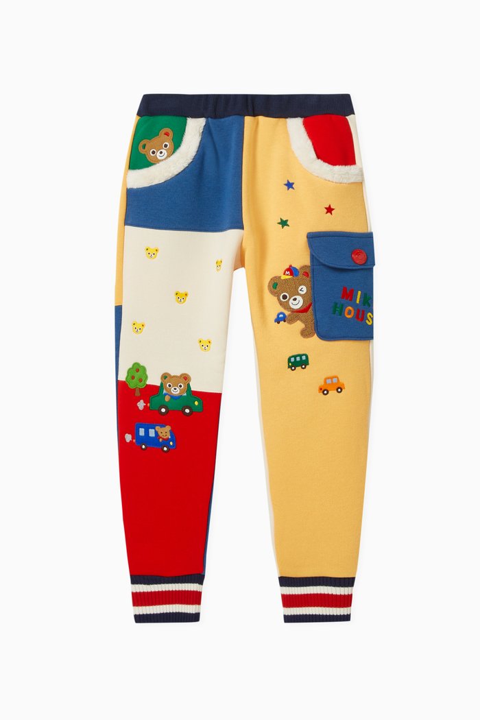 

Patch Print Pants in Cotton Blend, Blue