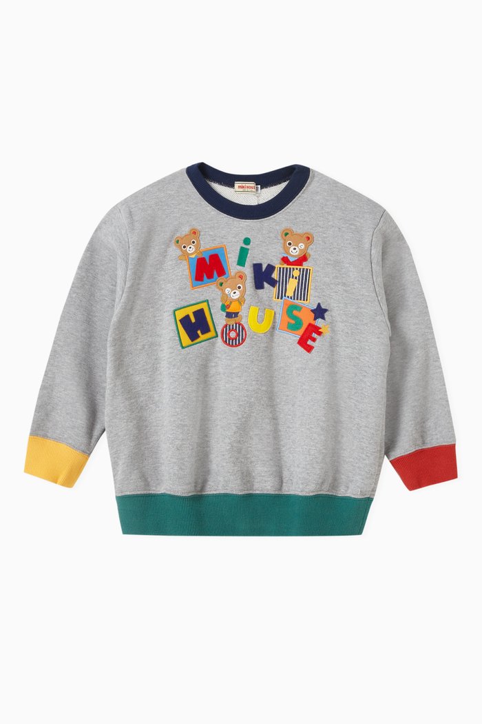 

Logo Bear Patches Sweatshirt in Cotton, Grey