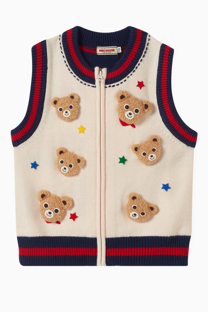 

Bear Print Vest in Cotton Blend, Blue
