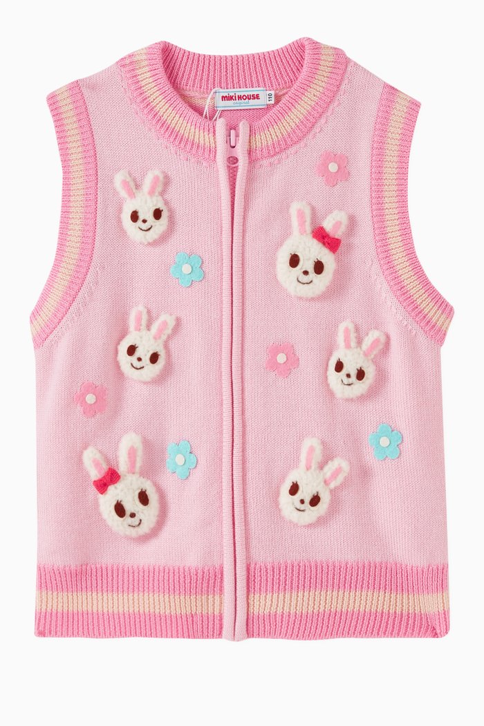 

Bear Print Vest in Cotton Blend, Pink