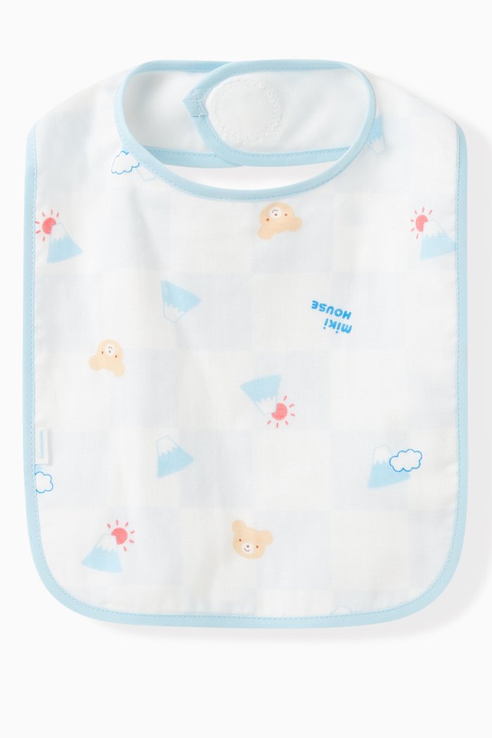

Mount Fuji Print Bib in Cotton, Blue