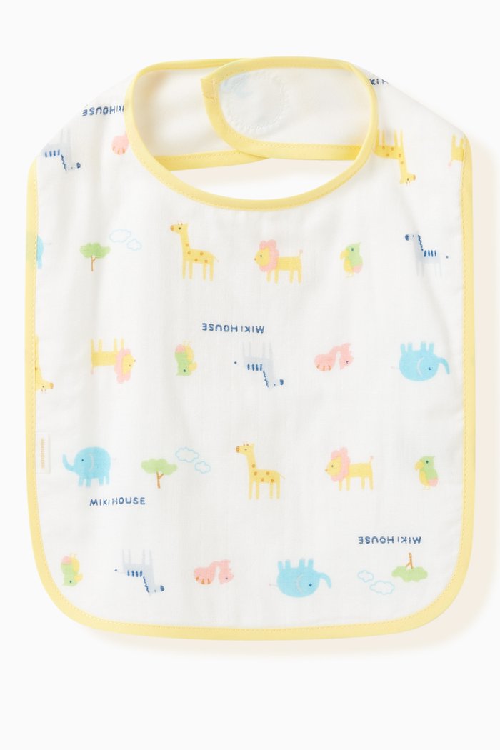 Animal Printed Bib in Cotton, Yellow