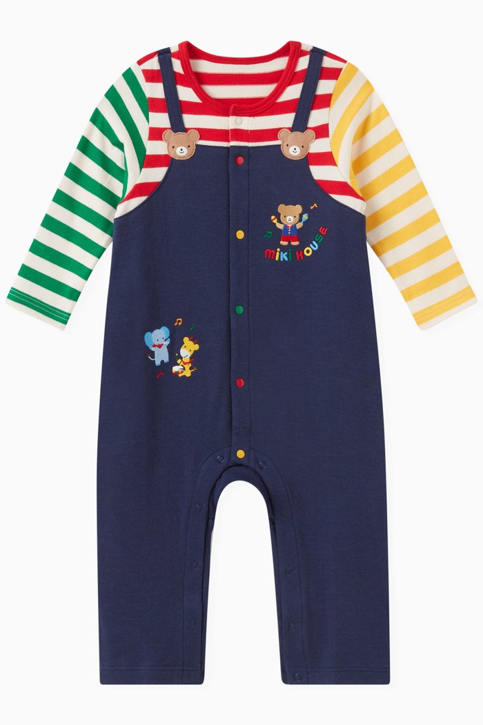 

Bear Motif Coverall in Cottmion, Blue