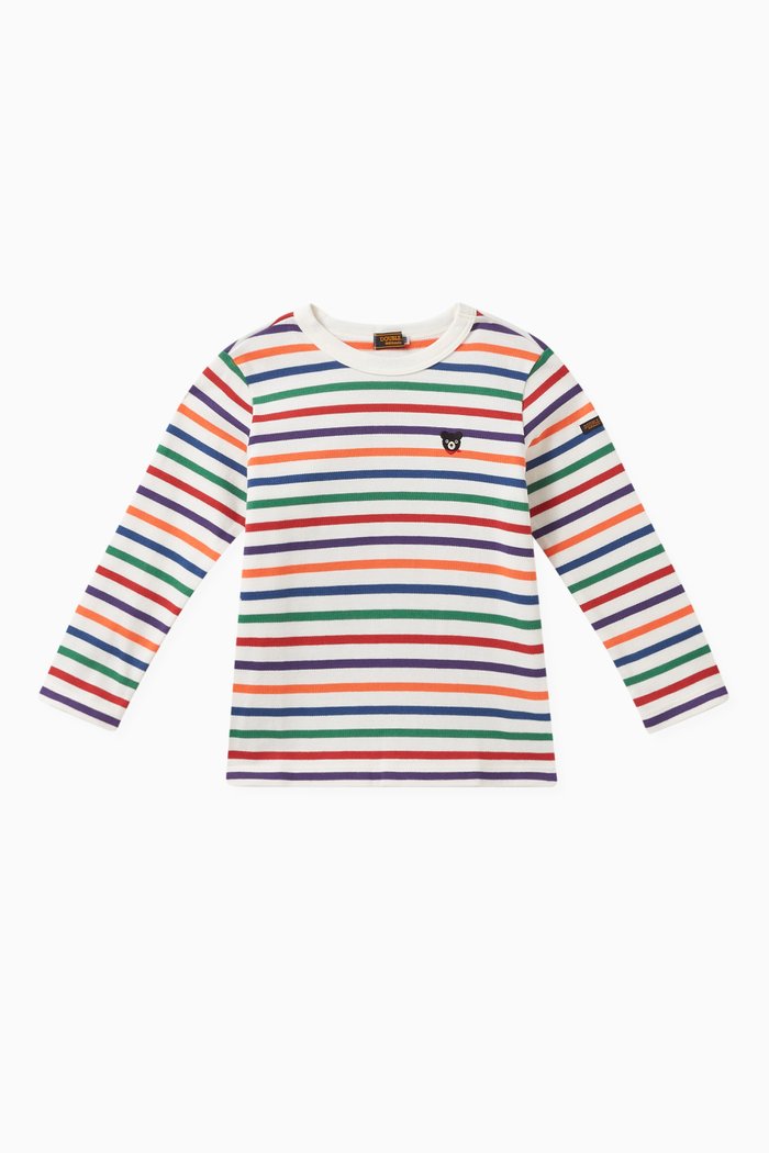

Embroidered Bear Long Sleeved T-Shirt in Cotton, Multicolour