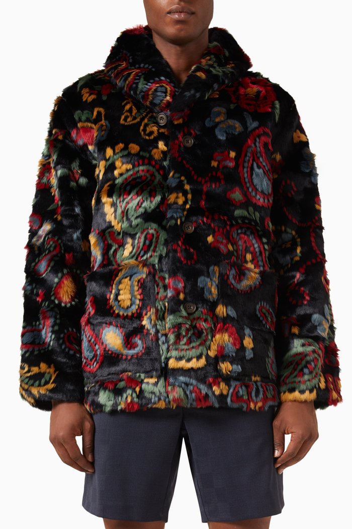 

Paisley Becker Jacket in Faux Fur, Blue