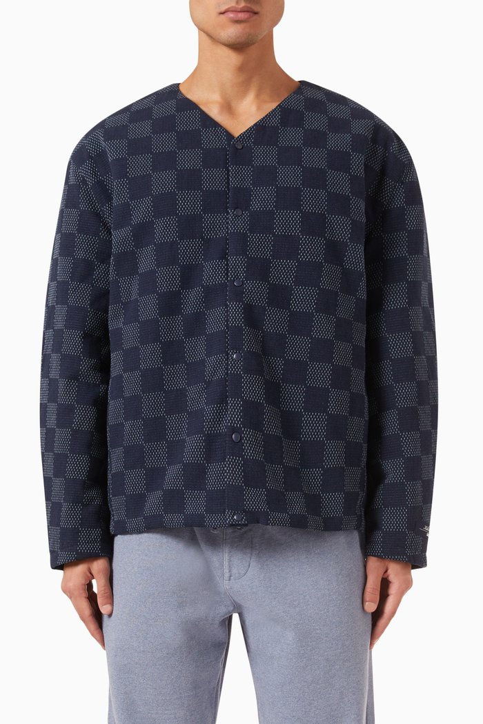

Winfield Quilted Liner in Check Denim, Grey
