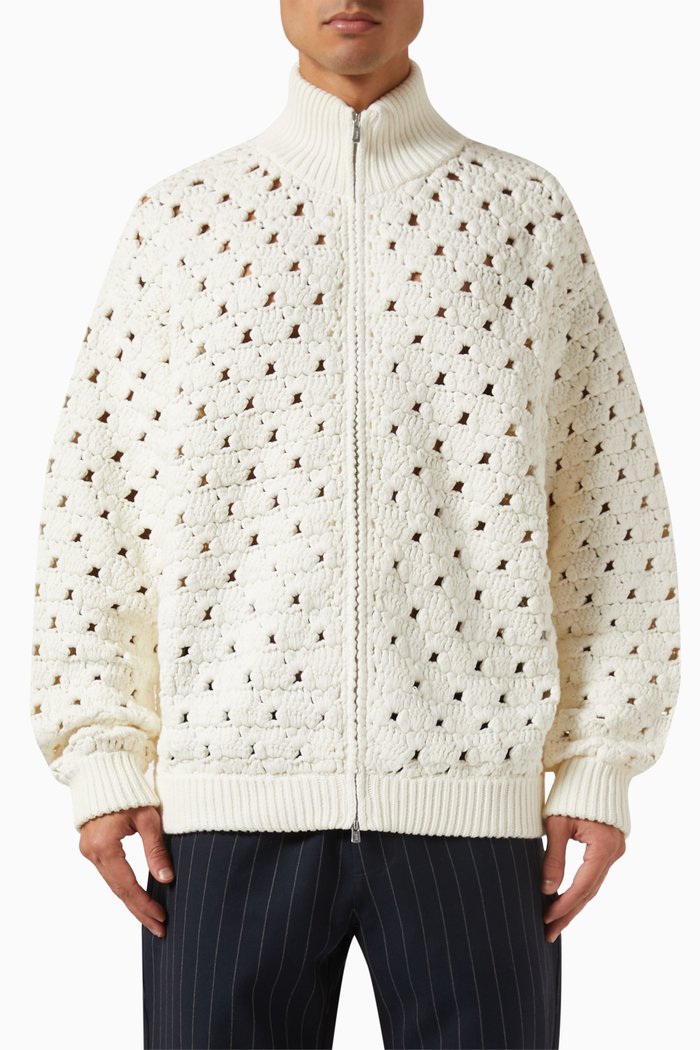

Highland Wyona Zip Jacket in Crochet-knit, Neutral