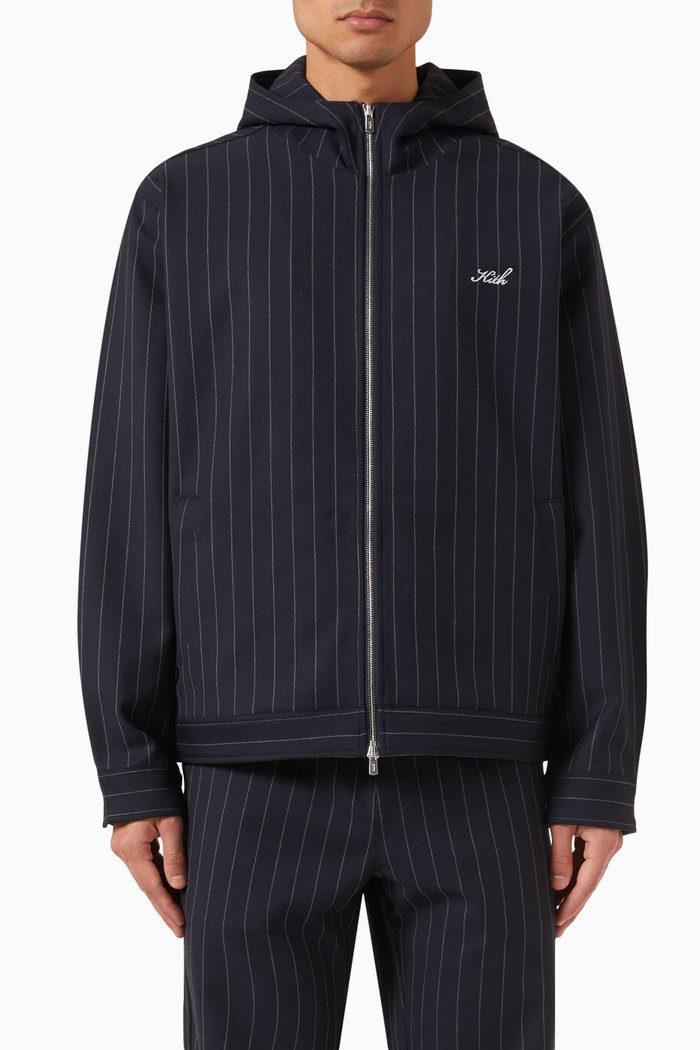 

Selfridge Zip Hoodie in Double Weave Fabric, Blue