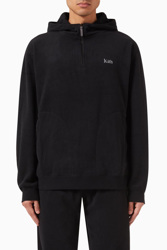 

Coleman Quarter Zip Hoodie in Polar-fleece, Black
